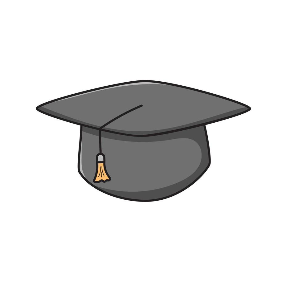 Graduation hat vector illustration with a cute hand-drawn style isolated on white background