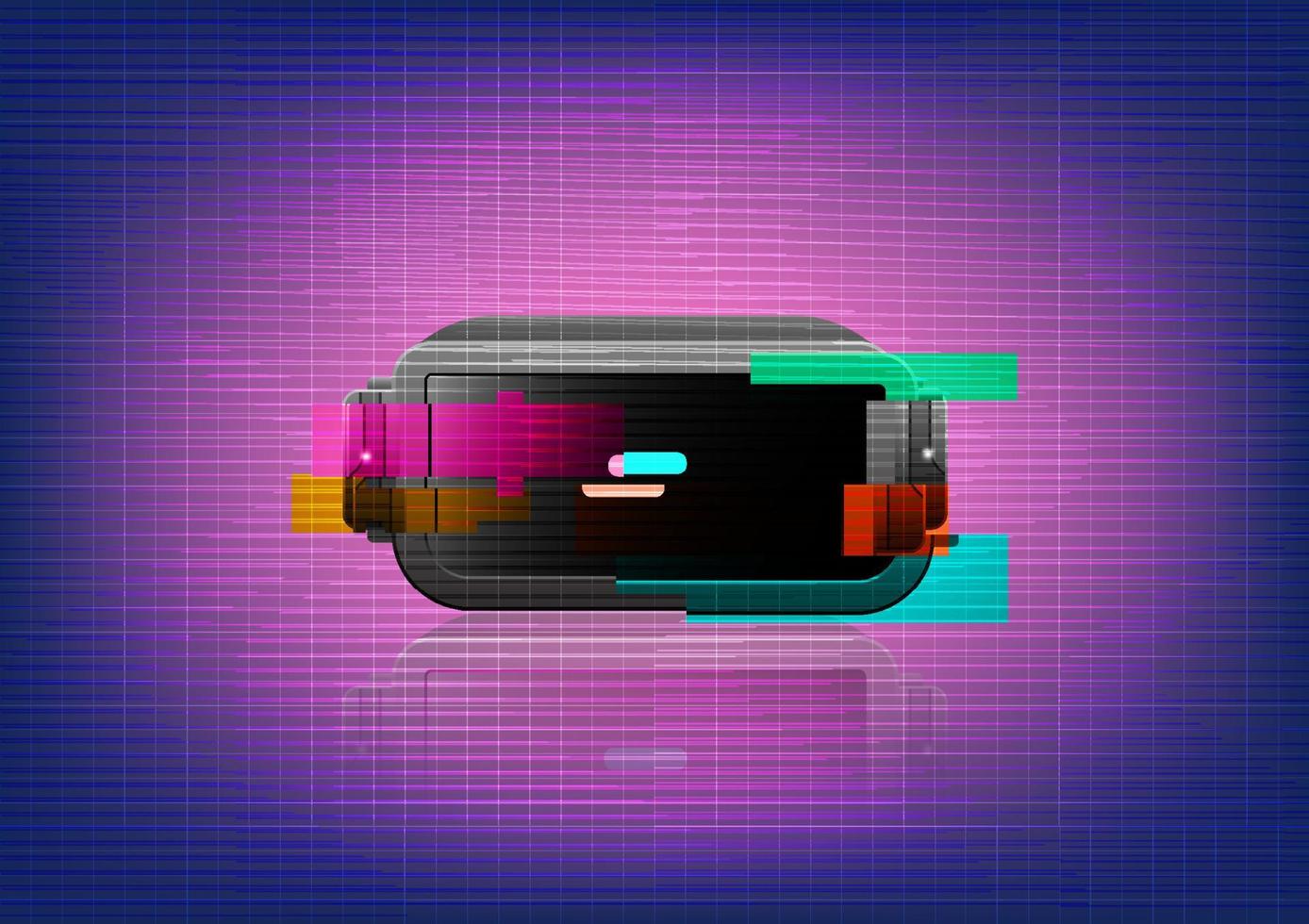 Virtual reality eyeglasses for entertainment on technology background. vector