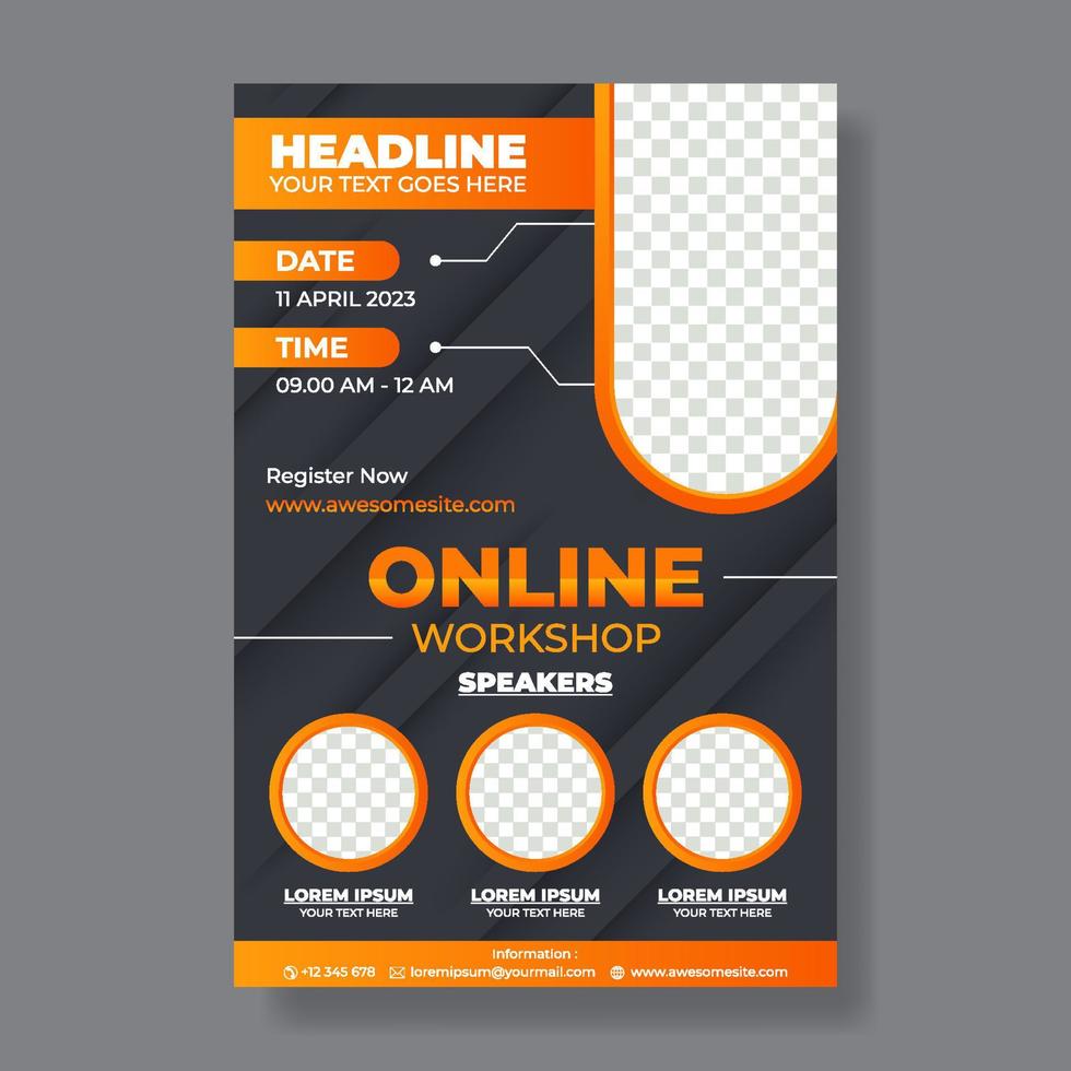 Simple Online Business Workshop Poster Template vector