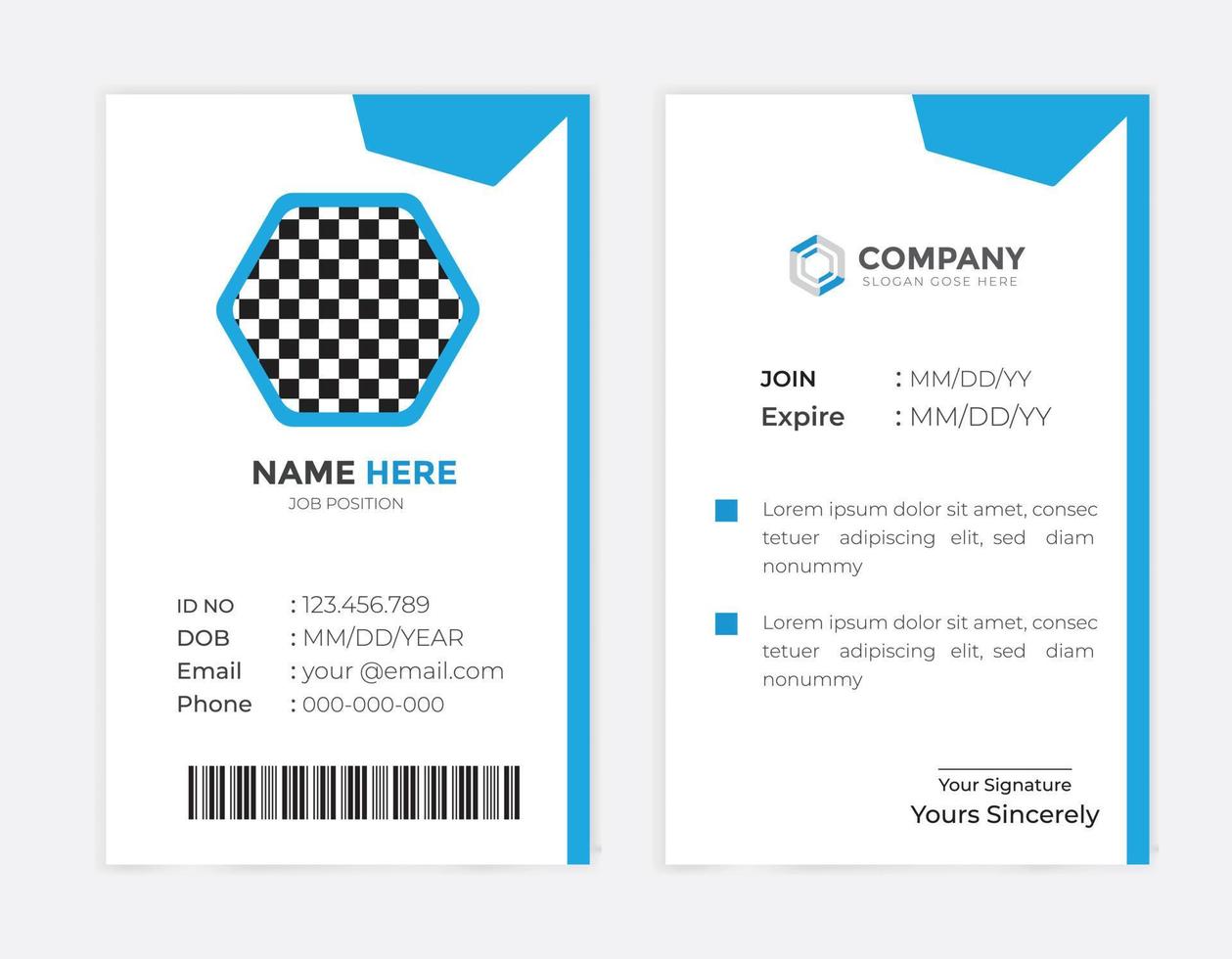 Modern and creative corporate company employee id card template vector