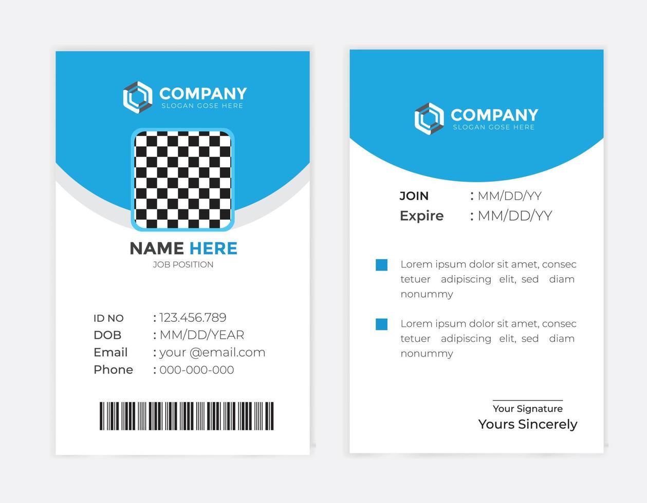 Modern and creative corporate company employee id card template vector