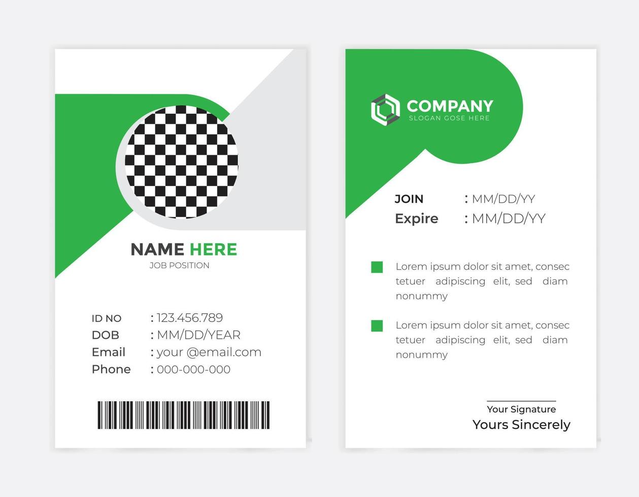 Modern and creative corporate company employee id card template vector