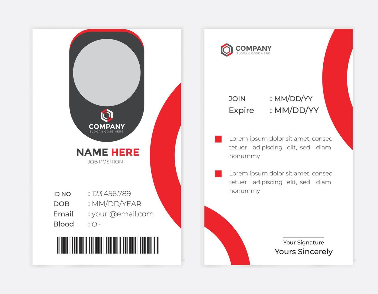 Modern and creative corporate company employee id card template vector