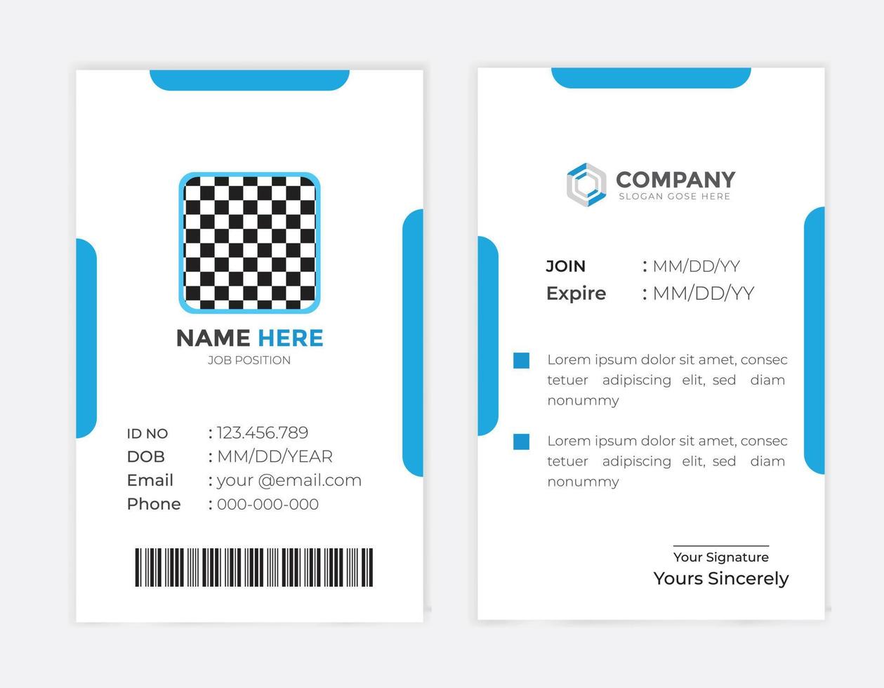 Modern and creative corporate company employee id card template vector