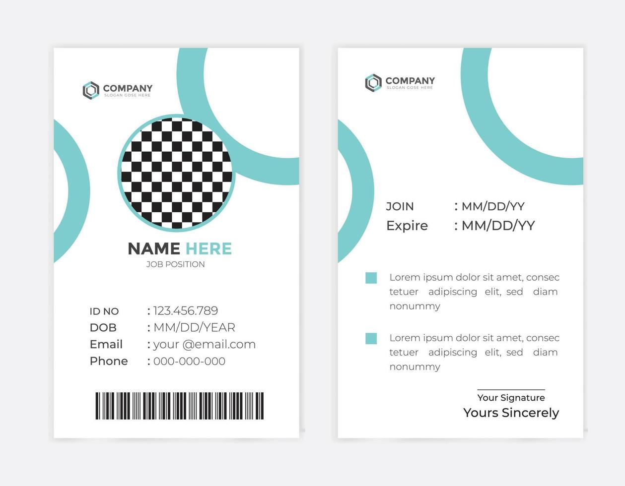 Modern and creative corporate company employee id card template vector