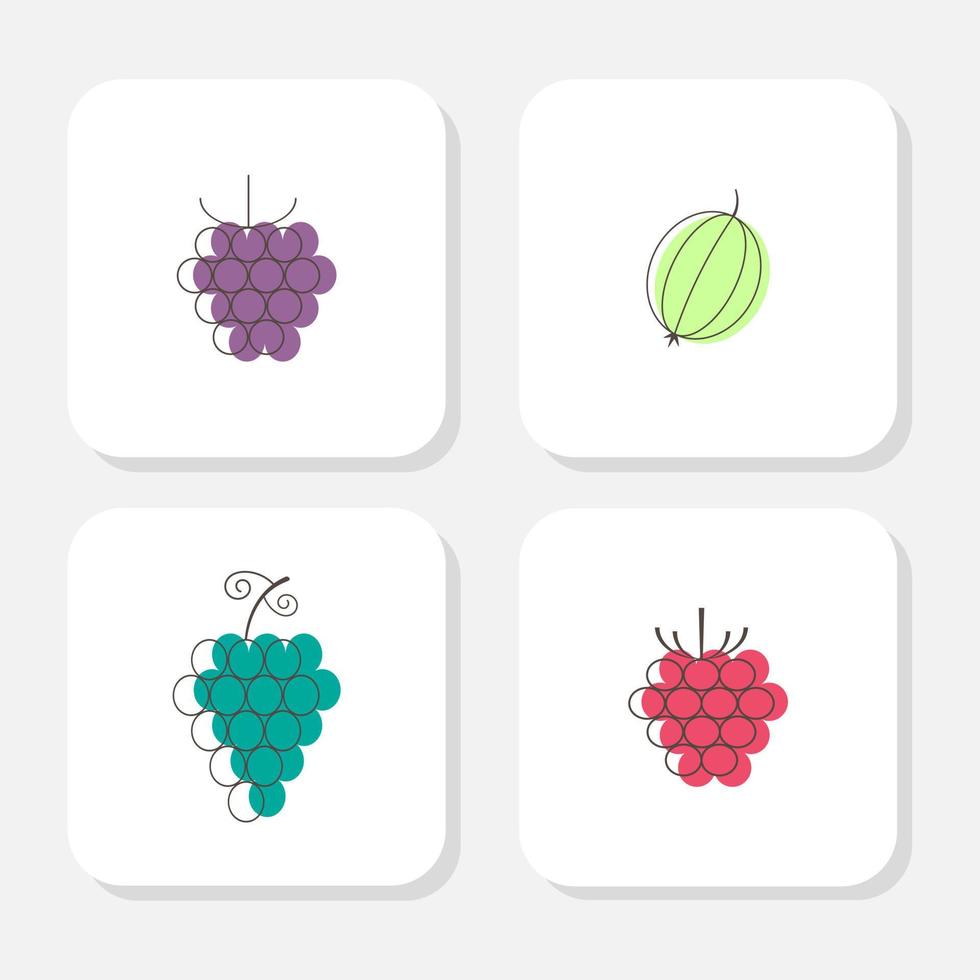 Four berry icons in line style vector