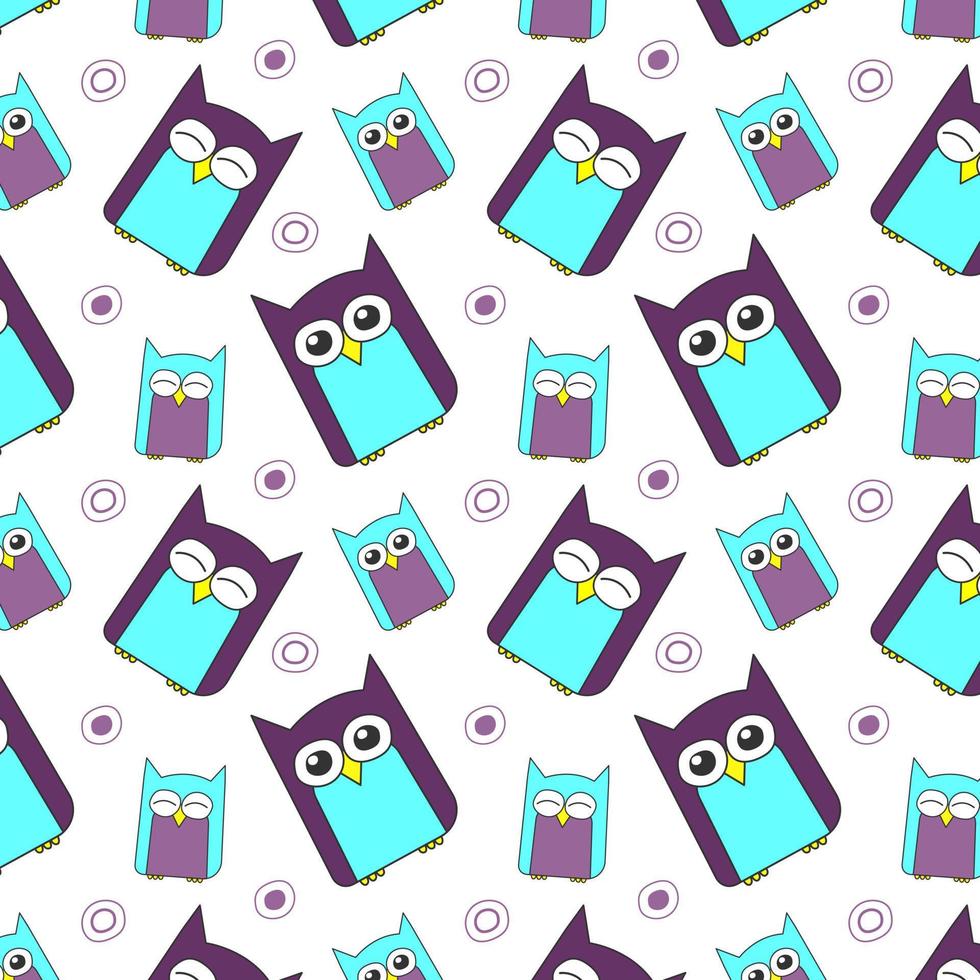 Seamless pattern with owls on a white background vector