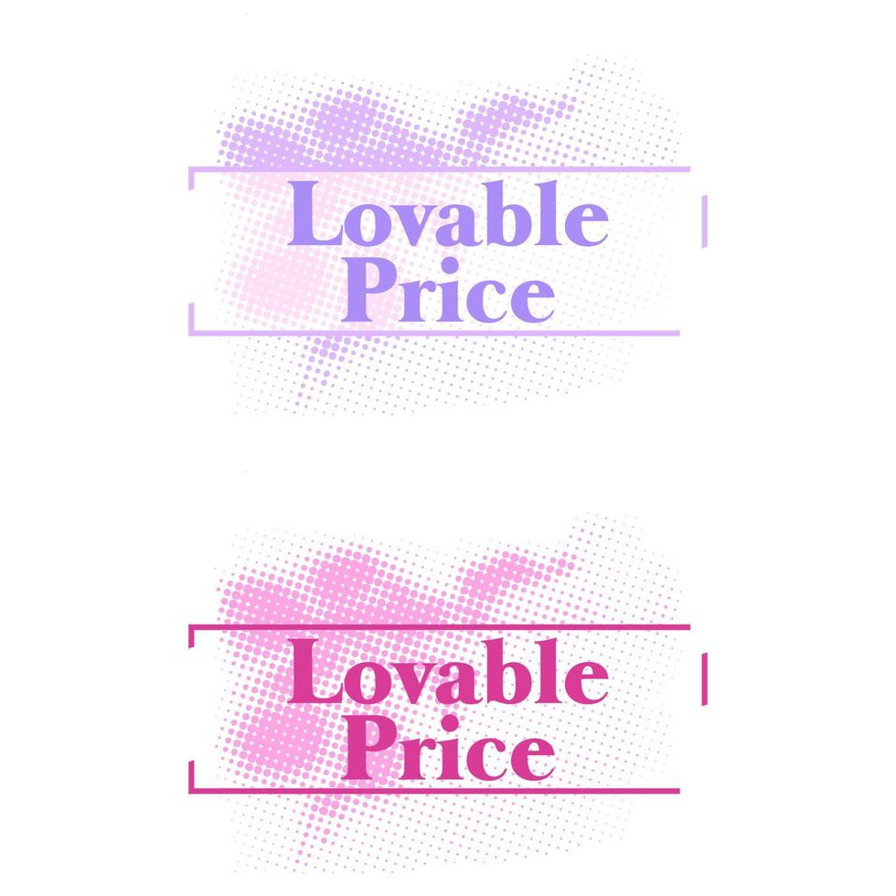 Set sale banner, lovable price, pink halftone concept,flat design and solid vector