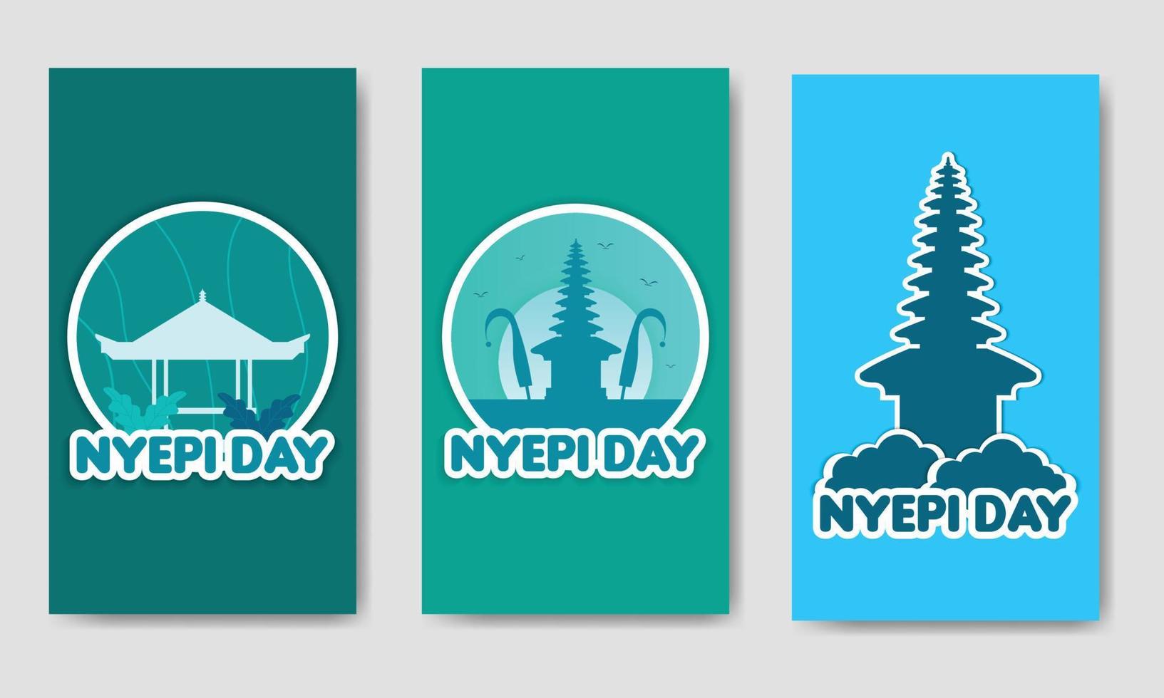 Nyepi Day Flat Bundle Template vector