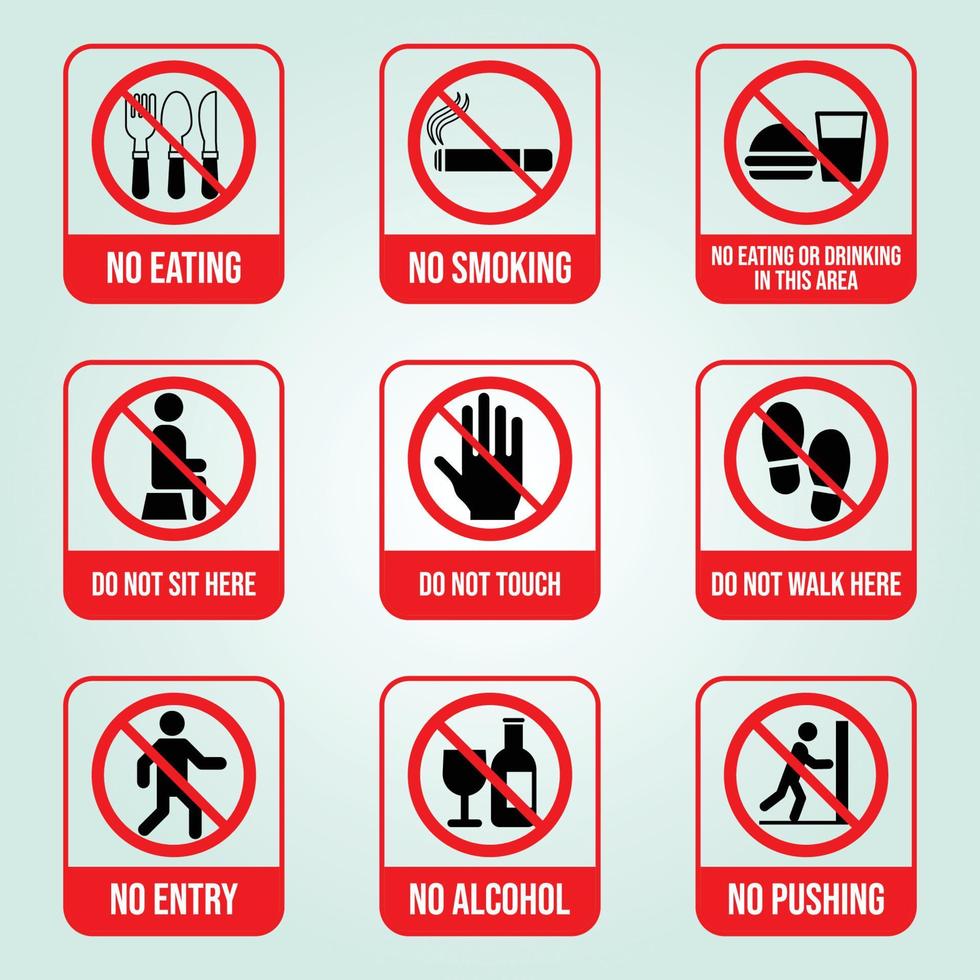 Prohibition Signs That We See In Workplaces Or Public Places vector