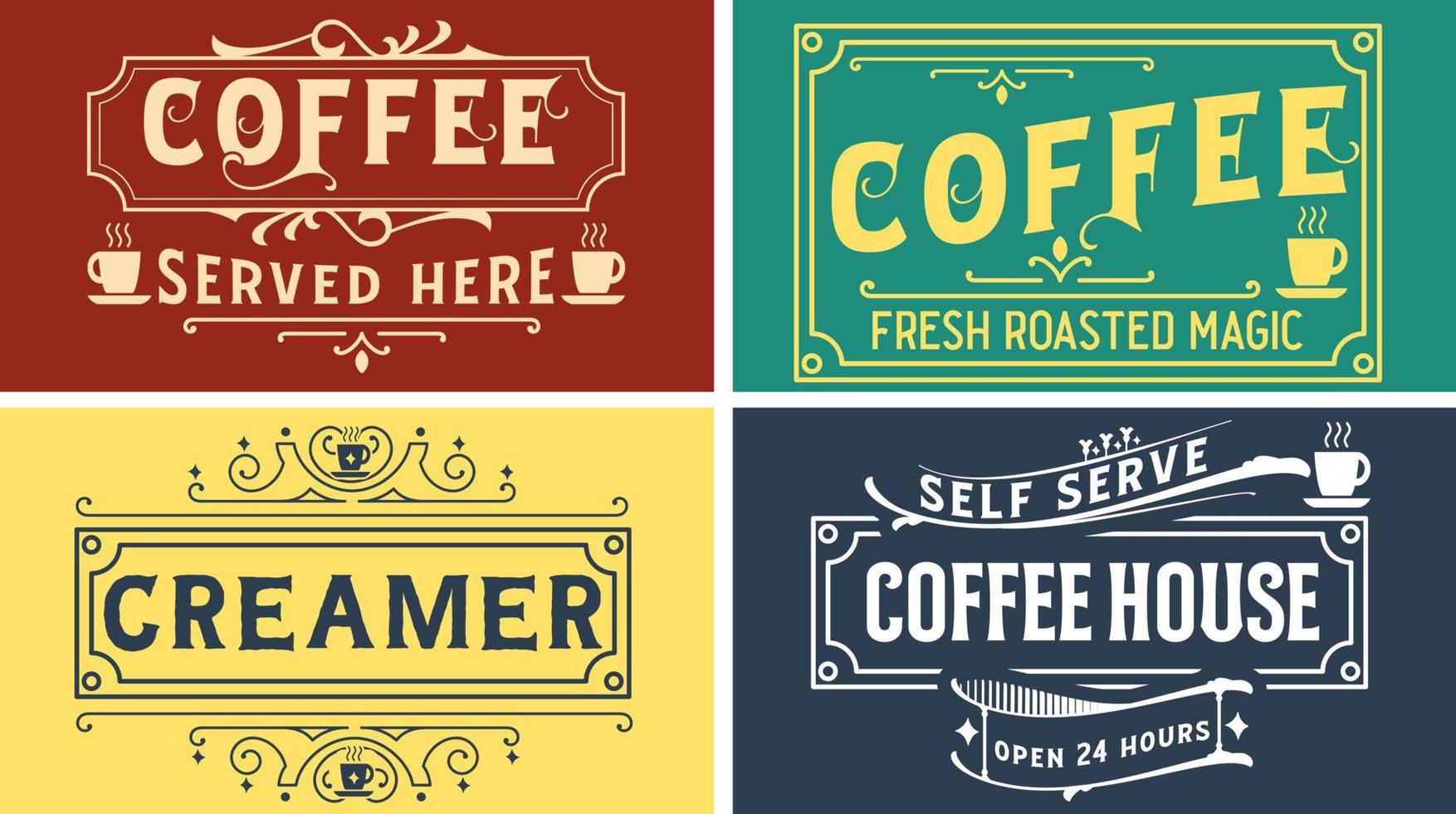 Vintage coffee label sign vector graphic svg design for coffee shop