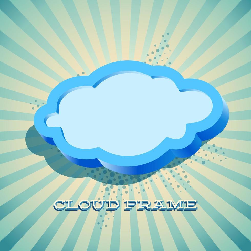 Retro card with cloud sign as text frame vector