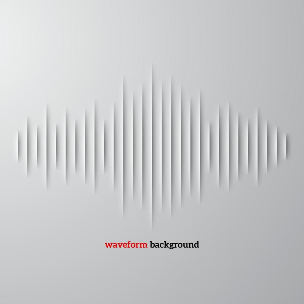 Paper cut sound waveform sign with shadow vector