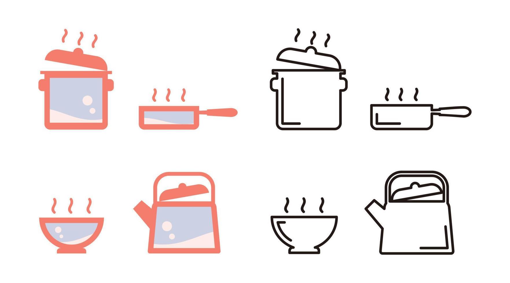 herramientas de cocina o utensilios de cocina conjunto icono, diseño vectorial sobre fondo blanco. vector
