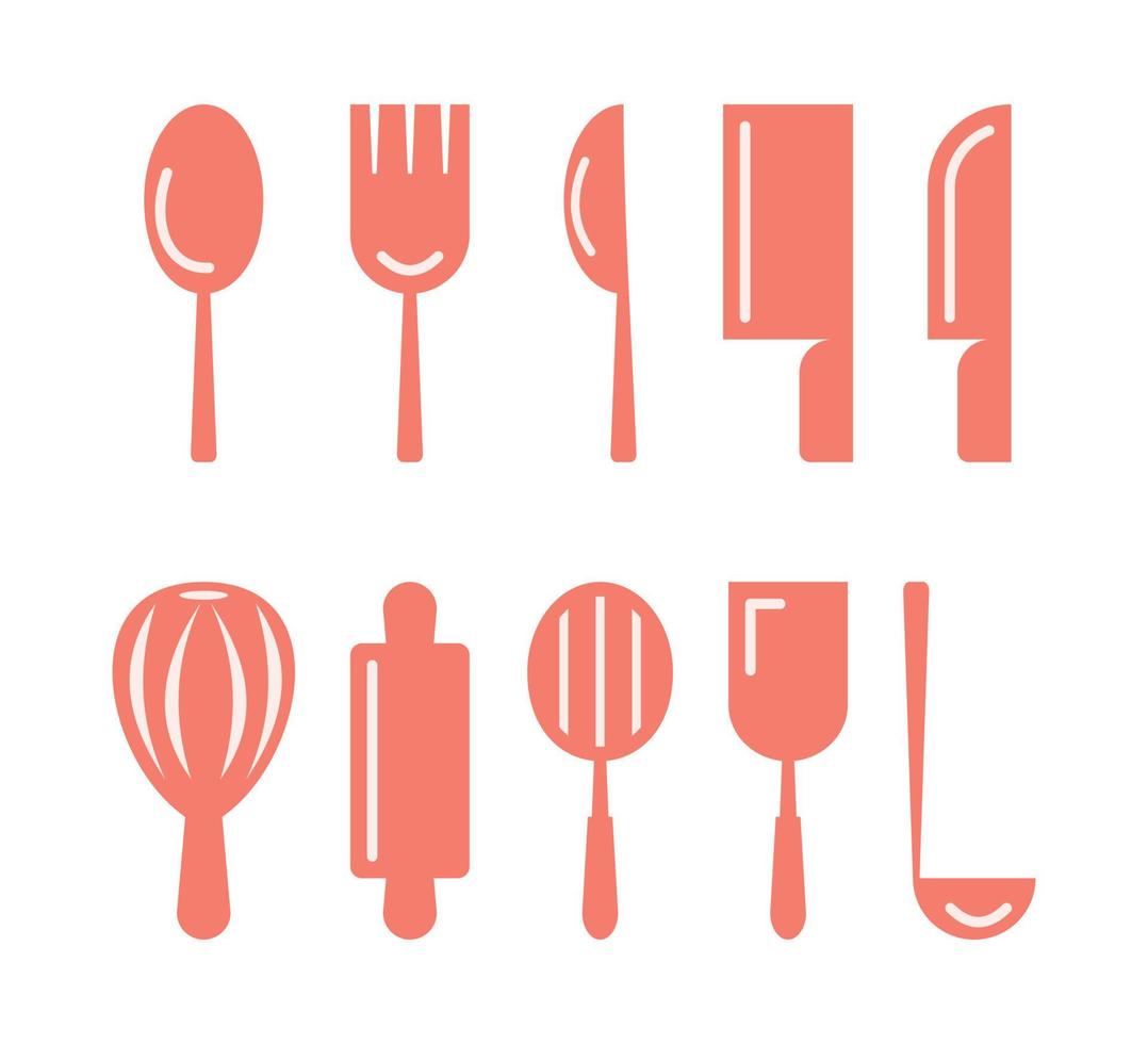 herramientas de cocina o utensilios de cocina conjunto icono, diseño vectorial sobre fondo blanco. vector