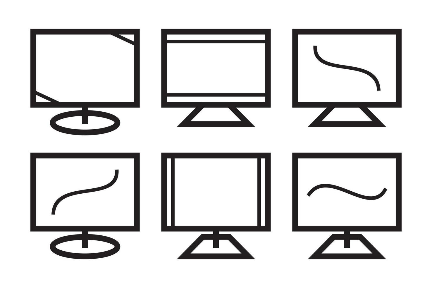 Monitor icon set, TV vector black color line design. Illustration for smartphone or website, electronic equipment.