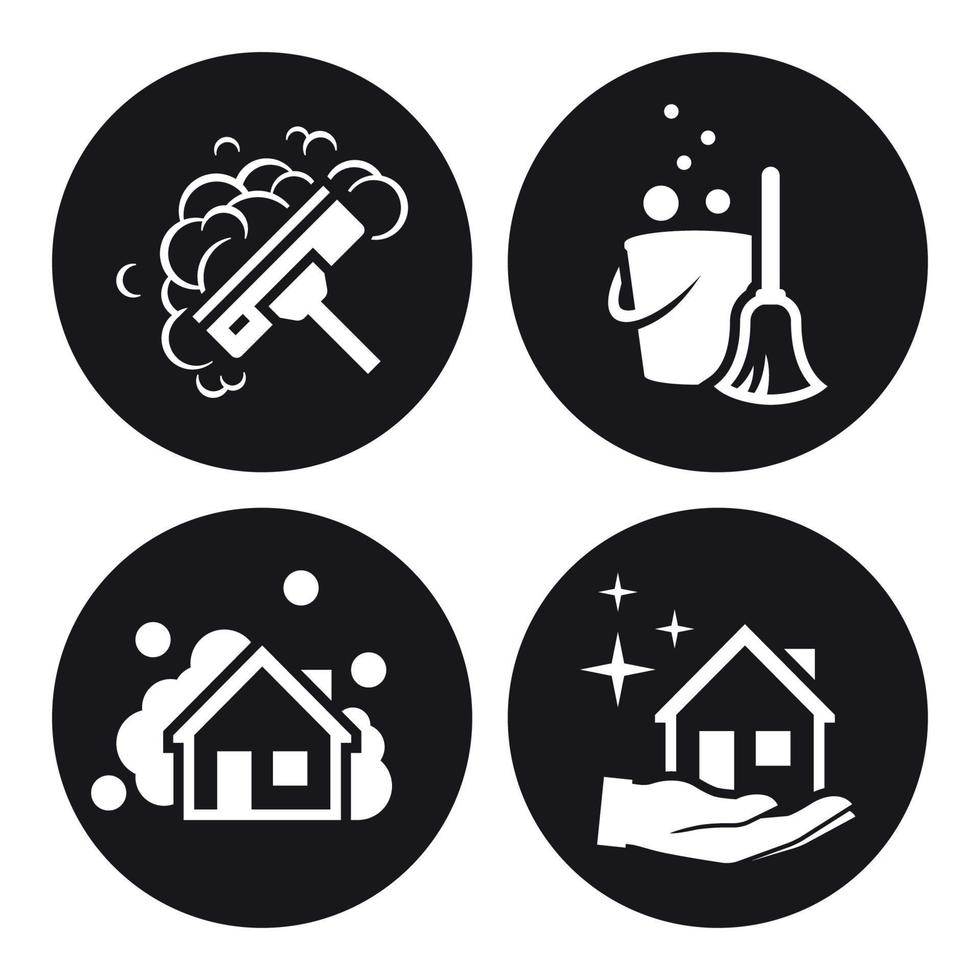 House cleaning services vector logo. White icon on a black background