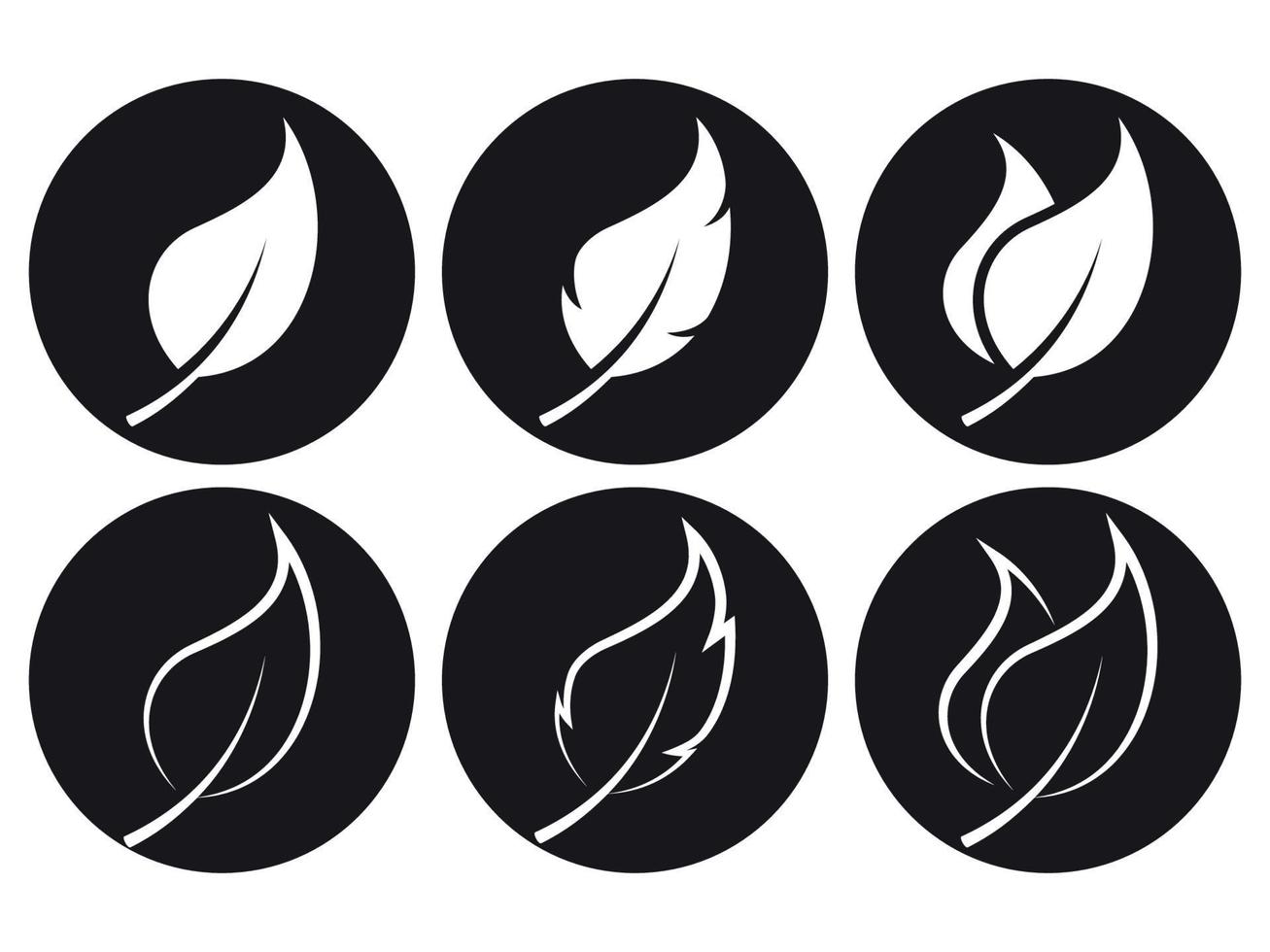 Leaves icon set. White on a black background vector