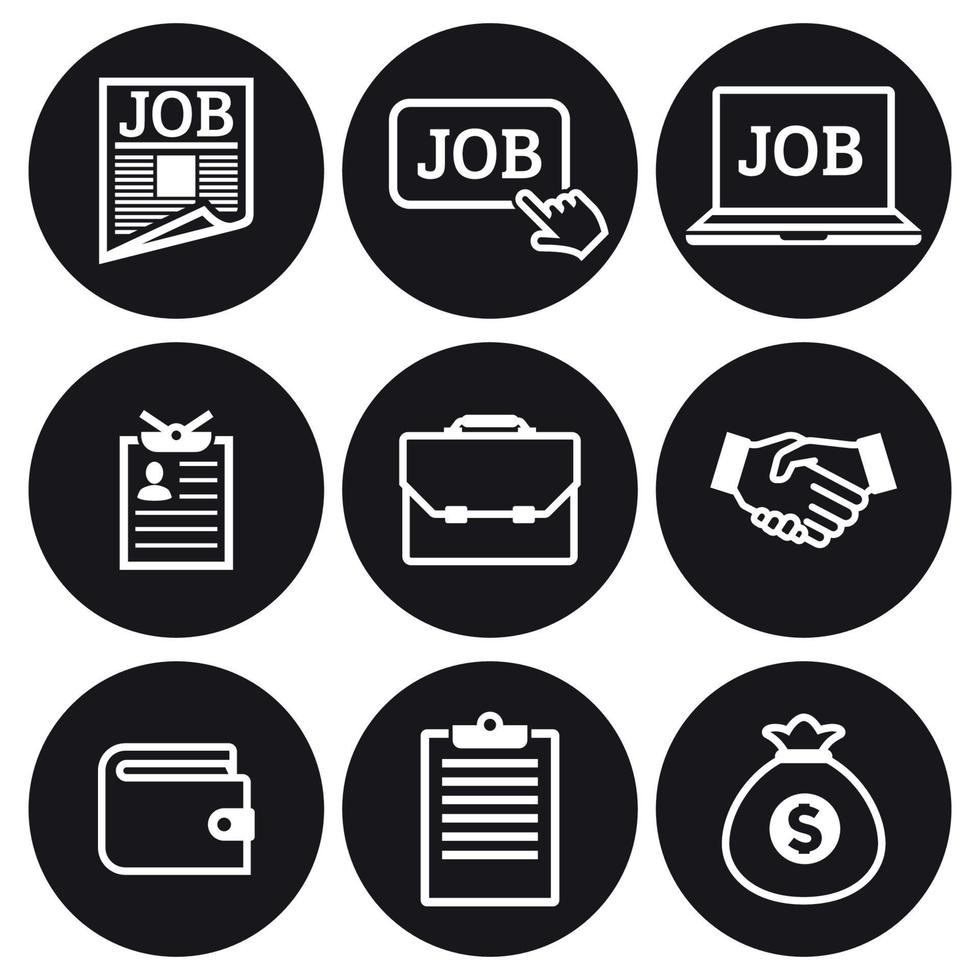 Job icons set. White on a black background 18770098 Vector Art at Vecteezy