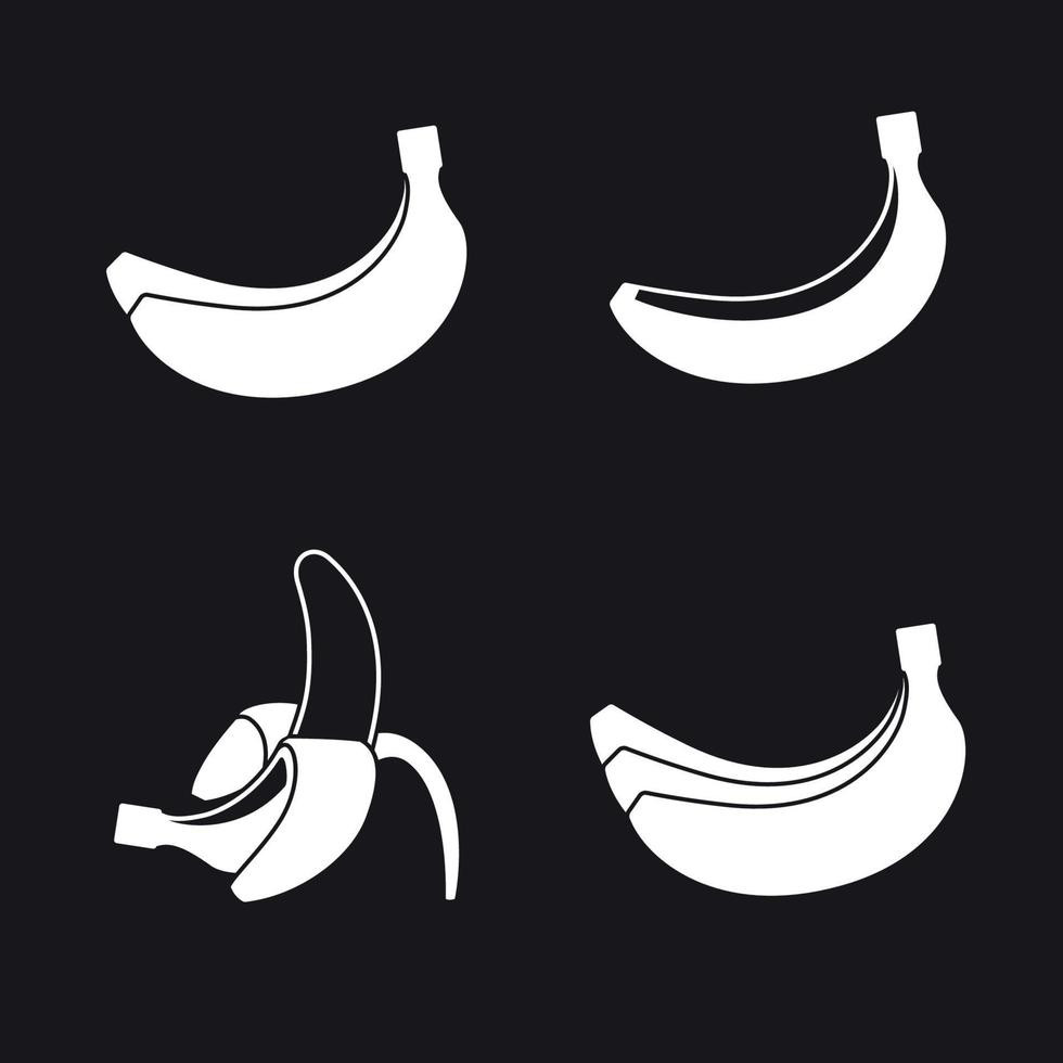 Bananas icons set. White on a black background vector