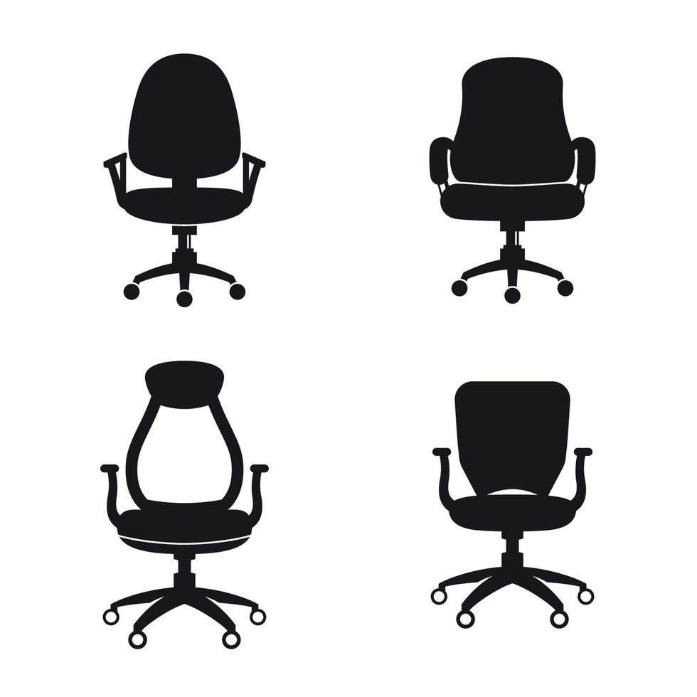 Office chair icons set. Black on a white background vector
