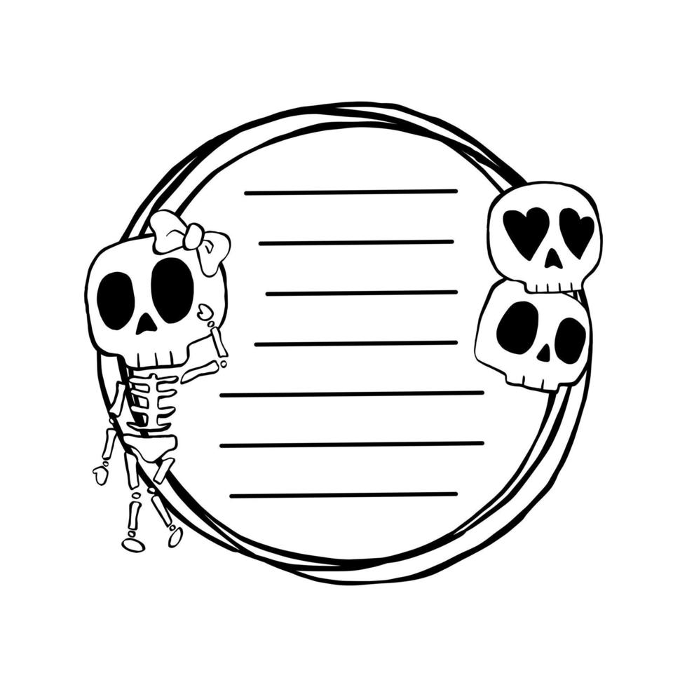 Halloween Triple Circle Frame with Black line in for message like notepaper. Vector illustration about stationery.