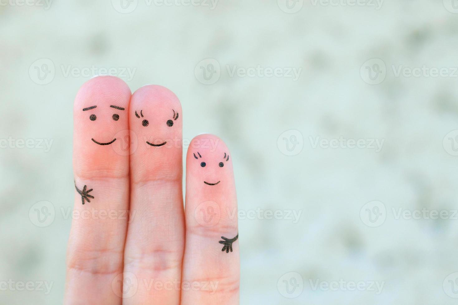 Fingers art of happy family. Concept parents and children together. photo