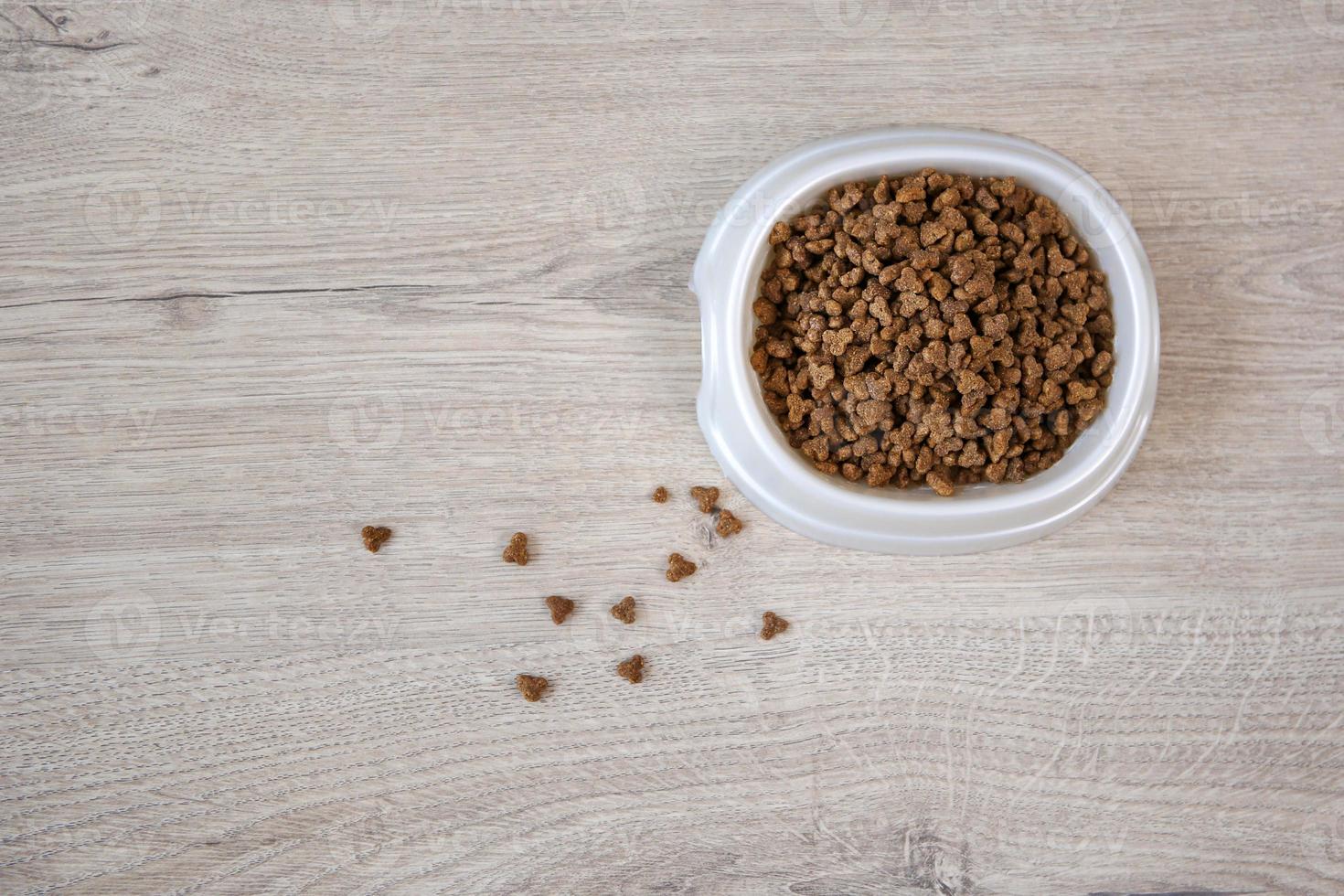 Dry food for cats and dogs. Top view. photo