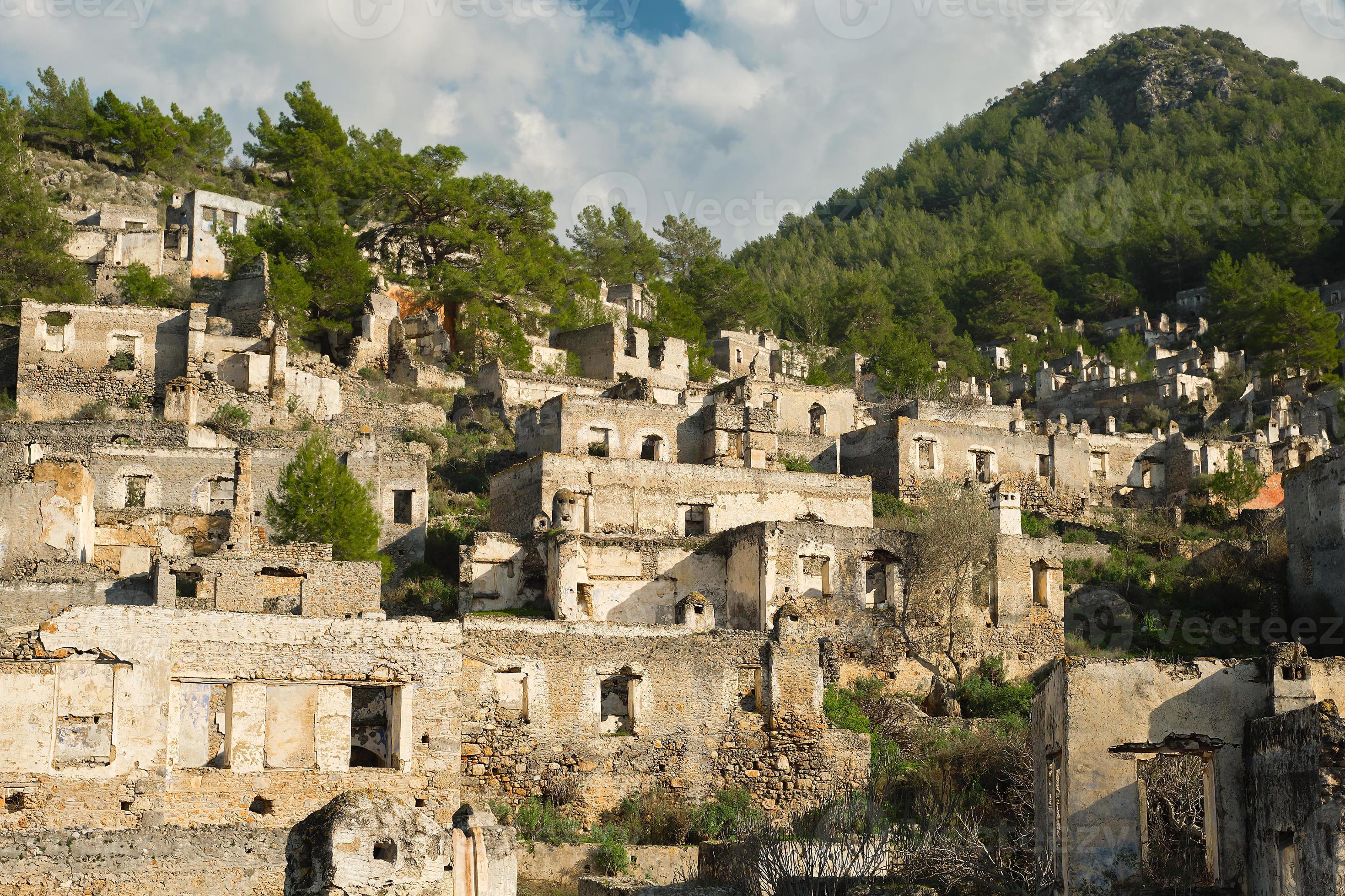 Kayakoy village, abandoned ghost town near Fethiye Turkey, ruins of