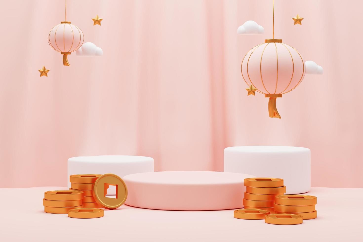 3D rendering chinese new year decoration photo