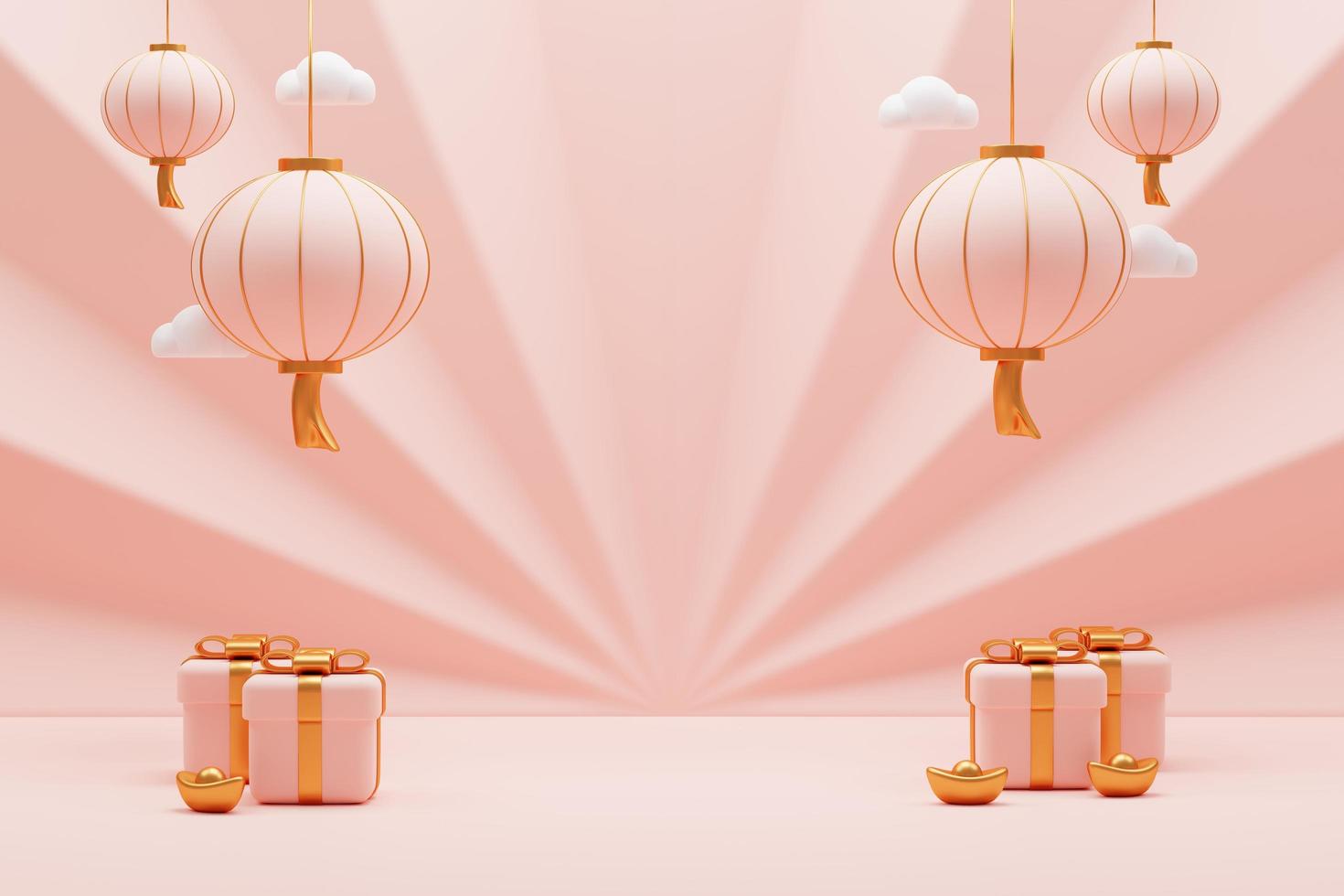 3D rendering chinese new year decoration photo