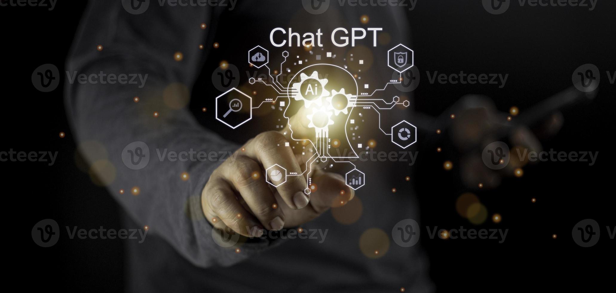 Businessman holding light icon GPT intelligence Ai.Chat GPT Chat with