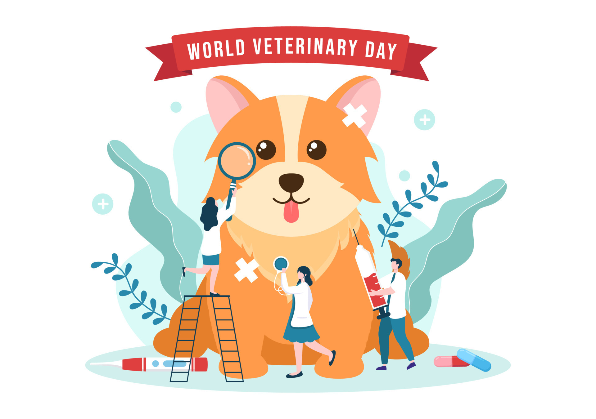 World Veterinary Day on April 29 Illustration with Doctor and Cute ...