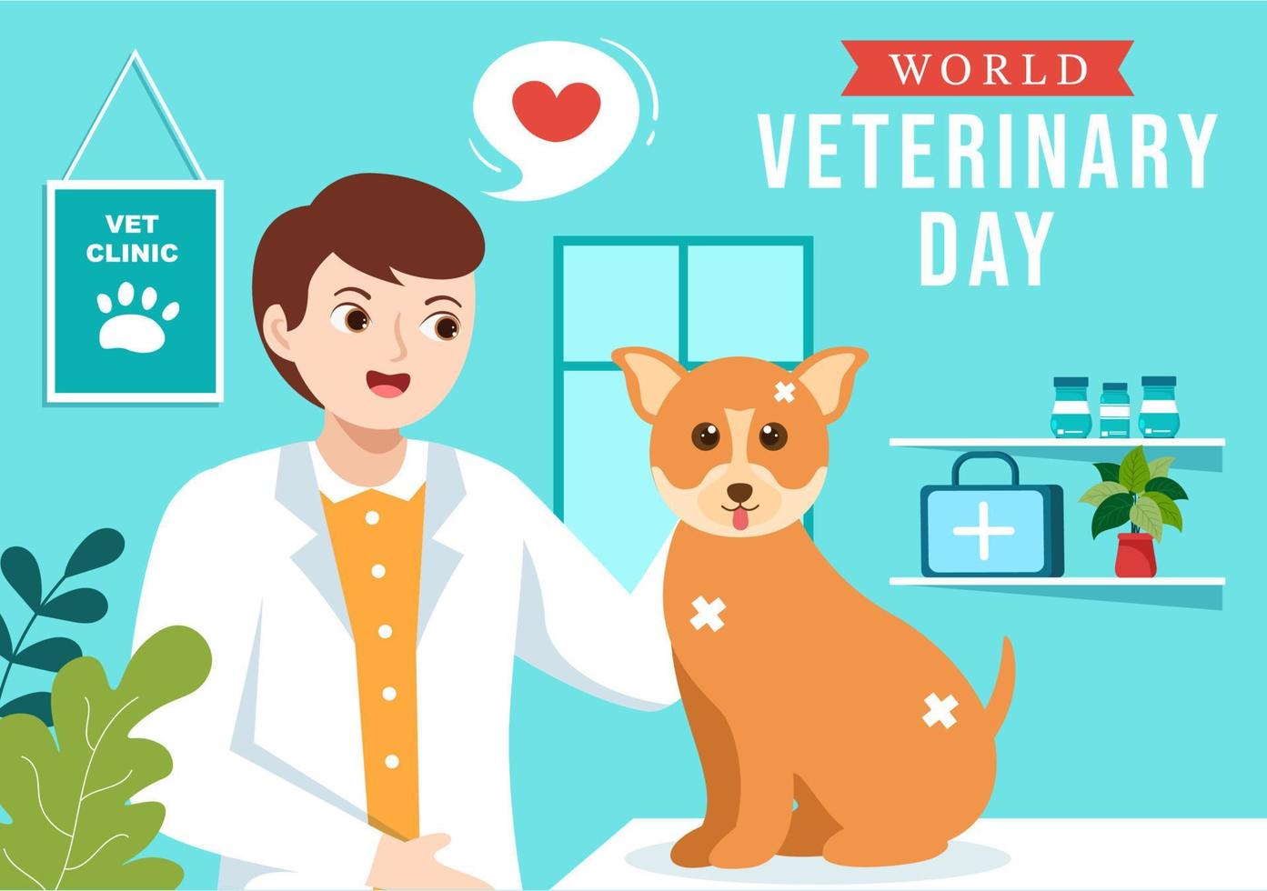 World Veterinary Day on April 29 Illustration with Doctor and Cute Animals Dogs or Cats in Flat Cartoon Hand Drawn for Landing Page Templates vector