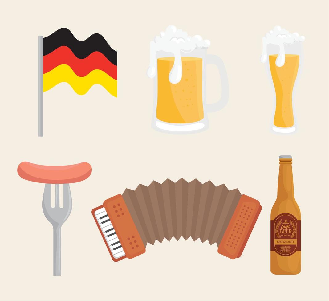 conjunto de iconos de oktoberfest aislado diseño vectorial vector