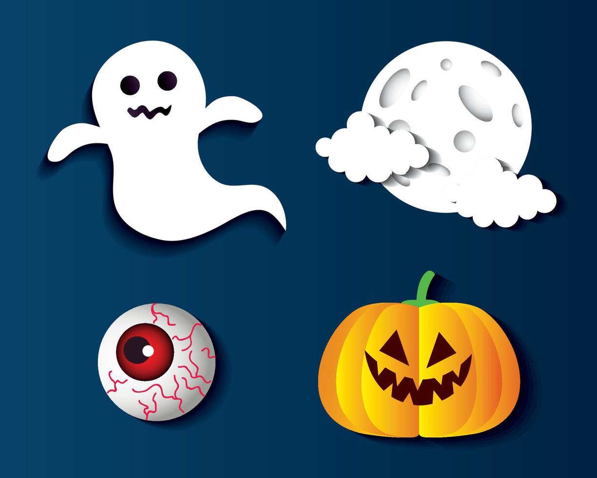 conjunto de iconos de dibujos animados de halloween diseño vectorial vector