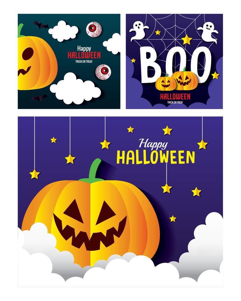 dibujos animados de halloween en marcos establecer diseño vectorial vector