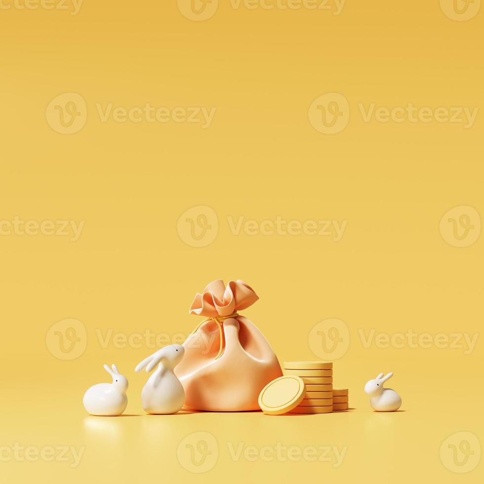 3d render abstract background. new year, year of the rabbit. photo