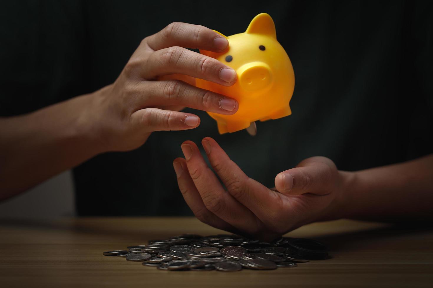 money save concept, businessman keeping money in a piggy bank. financial planning, save money for the future, Savings and pensions,  finance, investment, Financial planning. photo