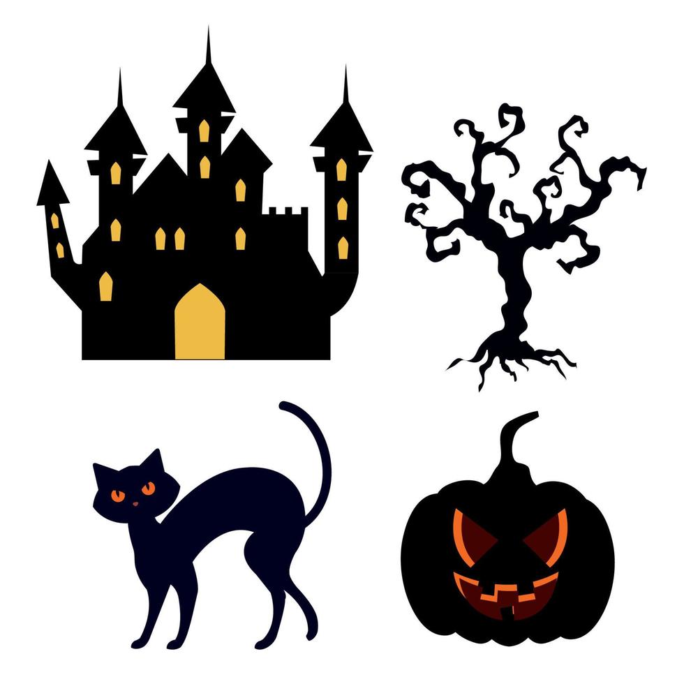 icons set of happy halloween vector