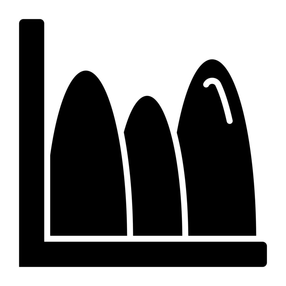 Wave chart vector icon continuous data