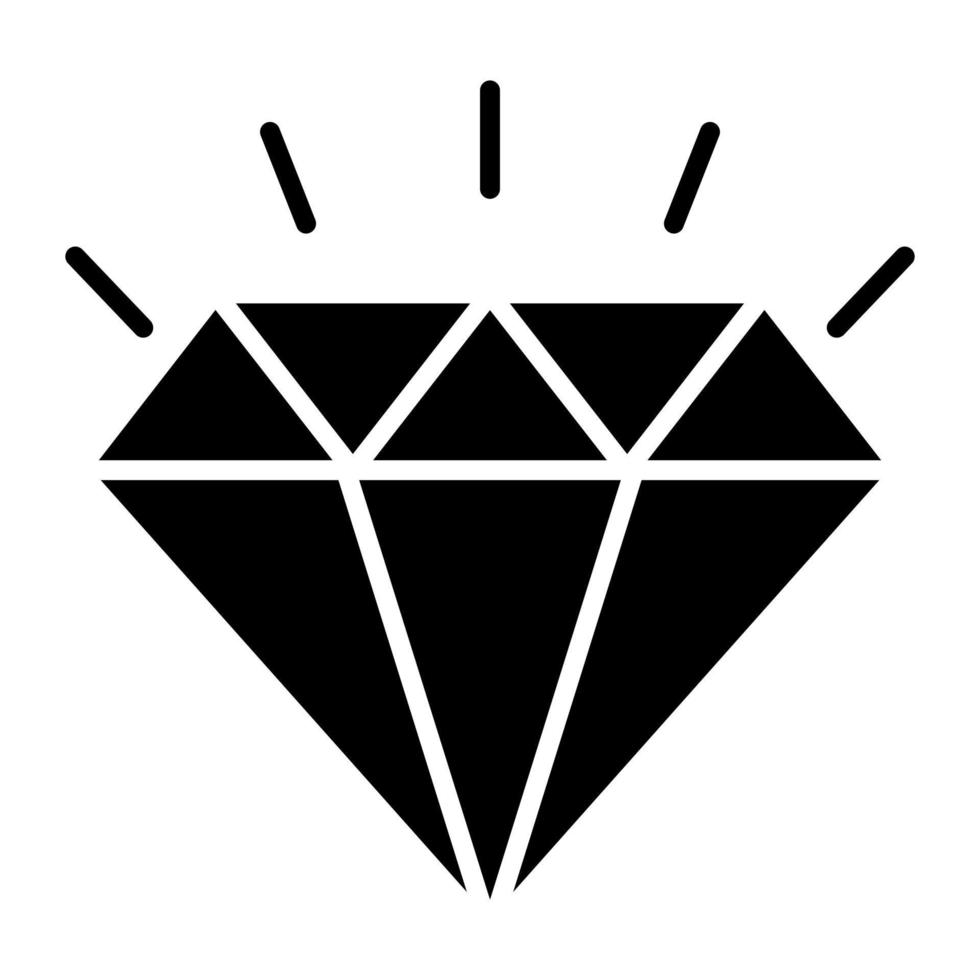 icono de vector de diamante, estructura cristalizada de carbono