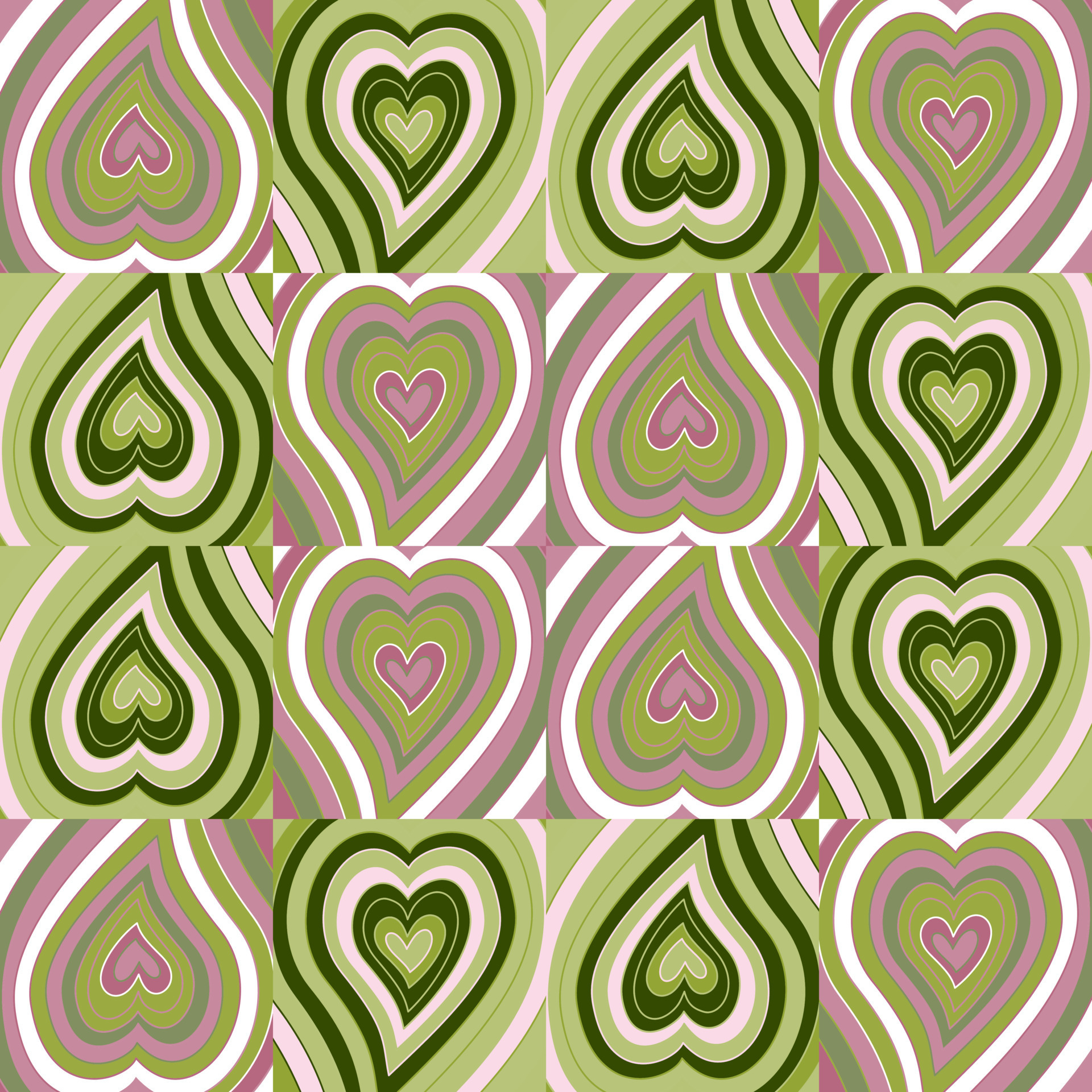 Free Green and White Heart Background Graphic