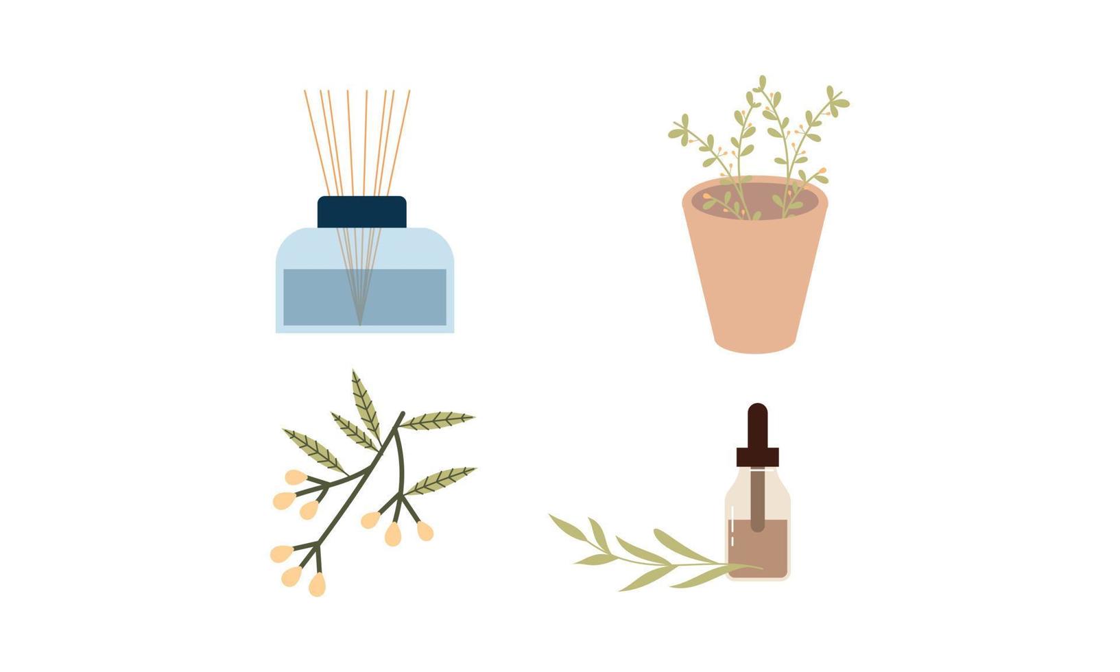 homeopatía, aromaterapia, conjunto de medicina tradicional natural. hierbas, té de hierbas, elementos esenciales naturopáticos homeopáticos, plantas curativas. vector