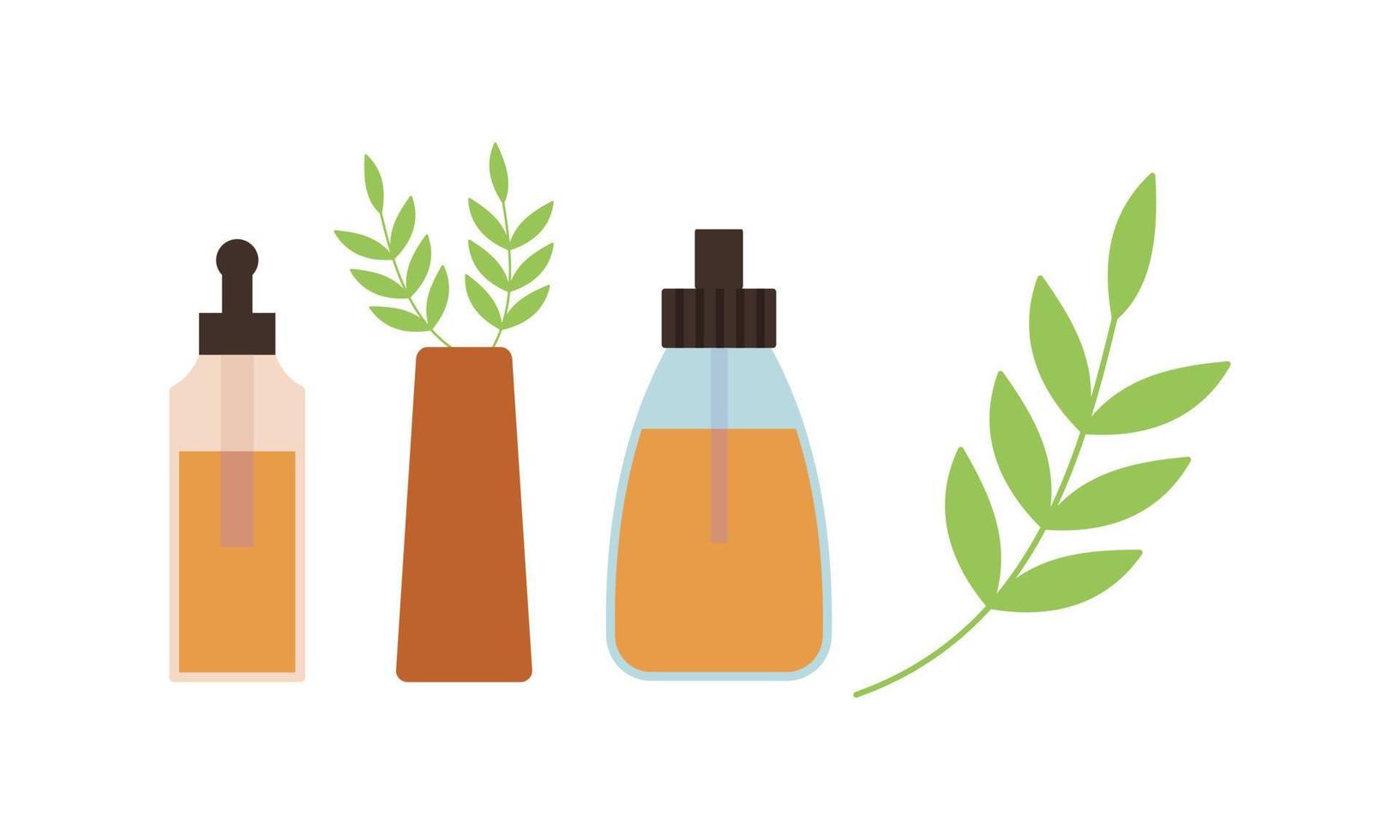 homeopatía, aromaterapia, conjunto de medicina tradicional natural. hierbas, té de hierbas, elementos esenciales naturopáticos homeopáticos, plantas curativas. vector