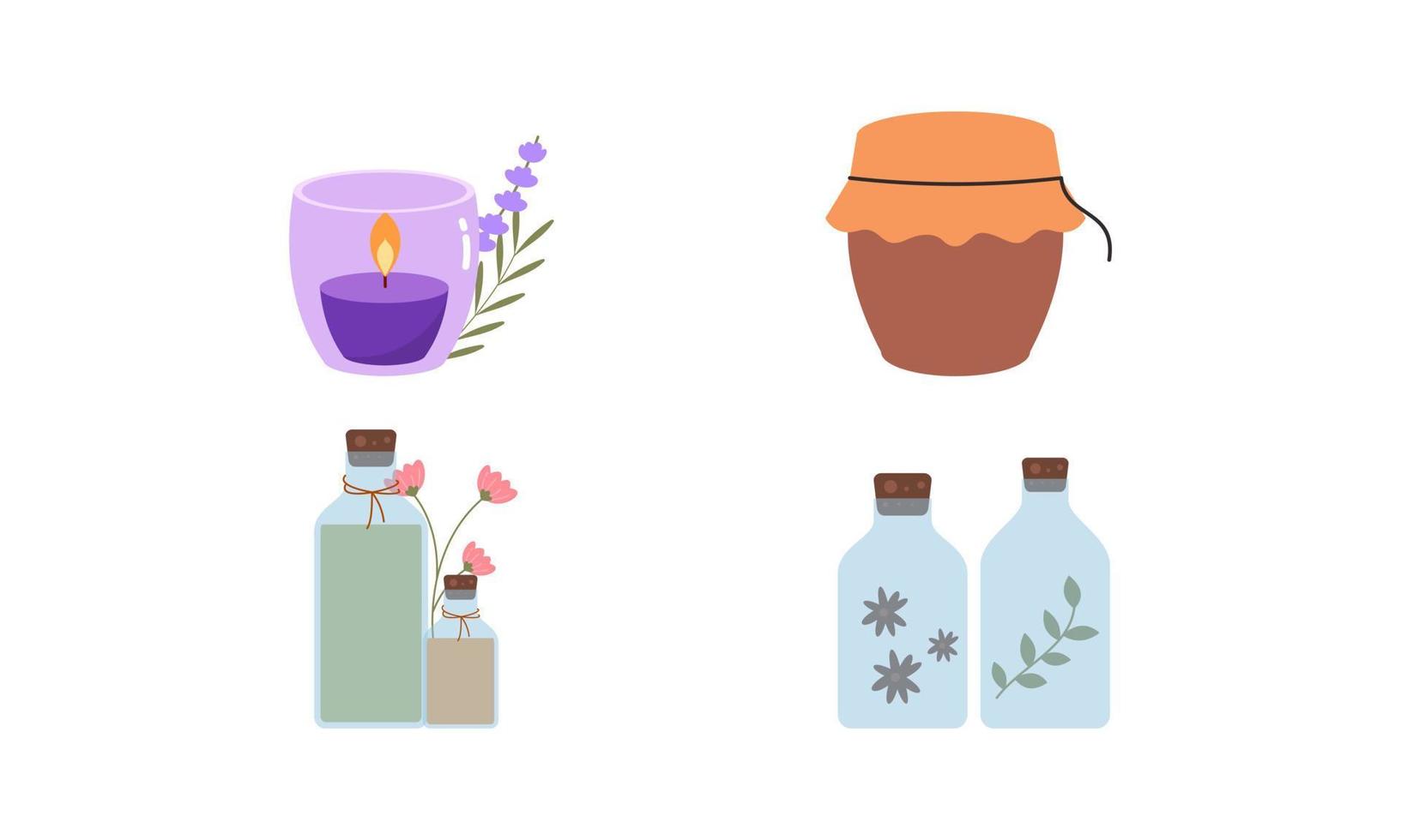 homeopatía, aromaterapia, conjunto de medicina tradicional natural. hierbas, té de hierbas, elementos esenciales naturopáticos homeopáticos, plantas curativas. vector