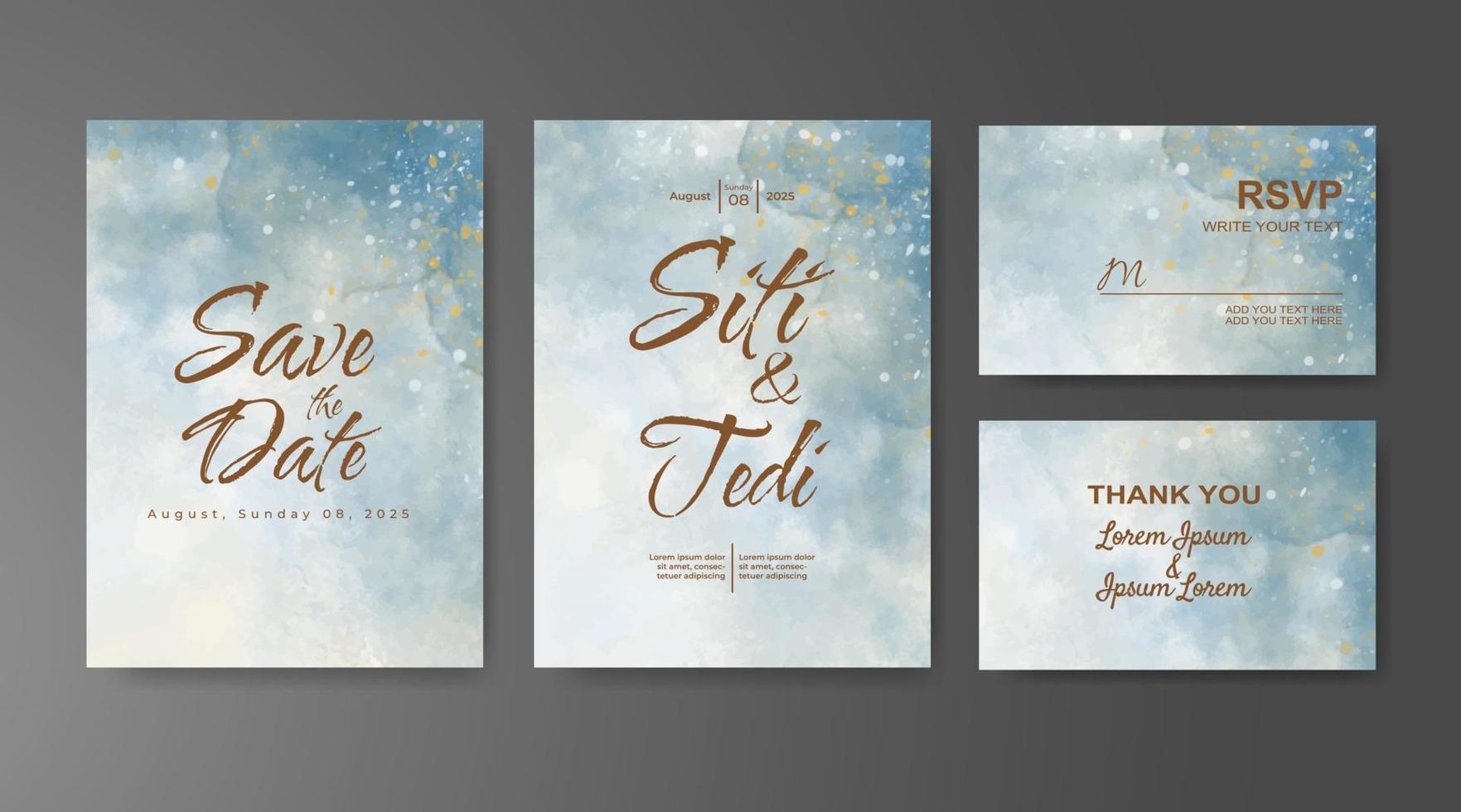 Wedding invitation with abstract watercolor background vector