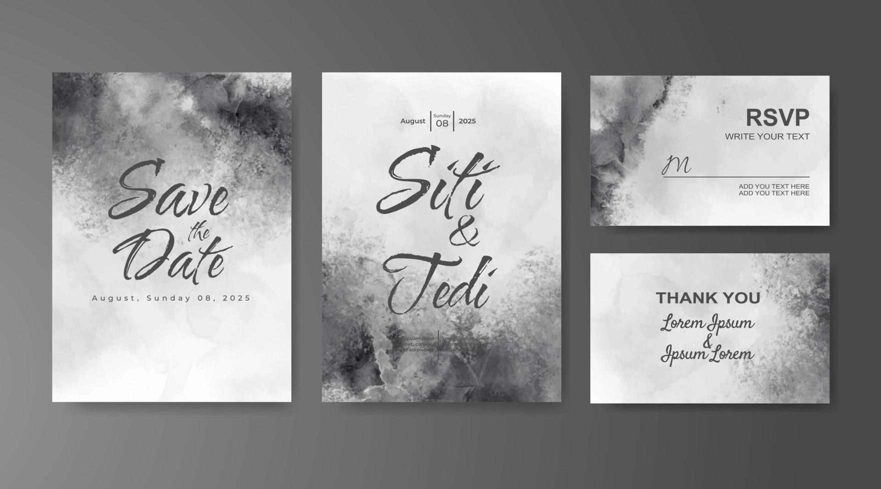Wedding invitation with abstract watercolor background vector