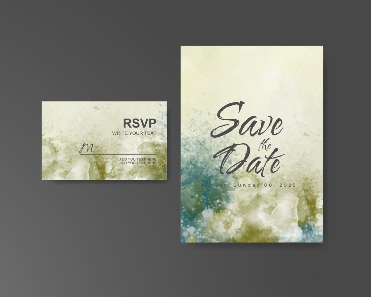 Wedding invitation with abstract watercolor background vector