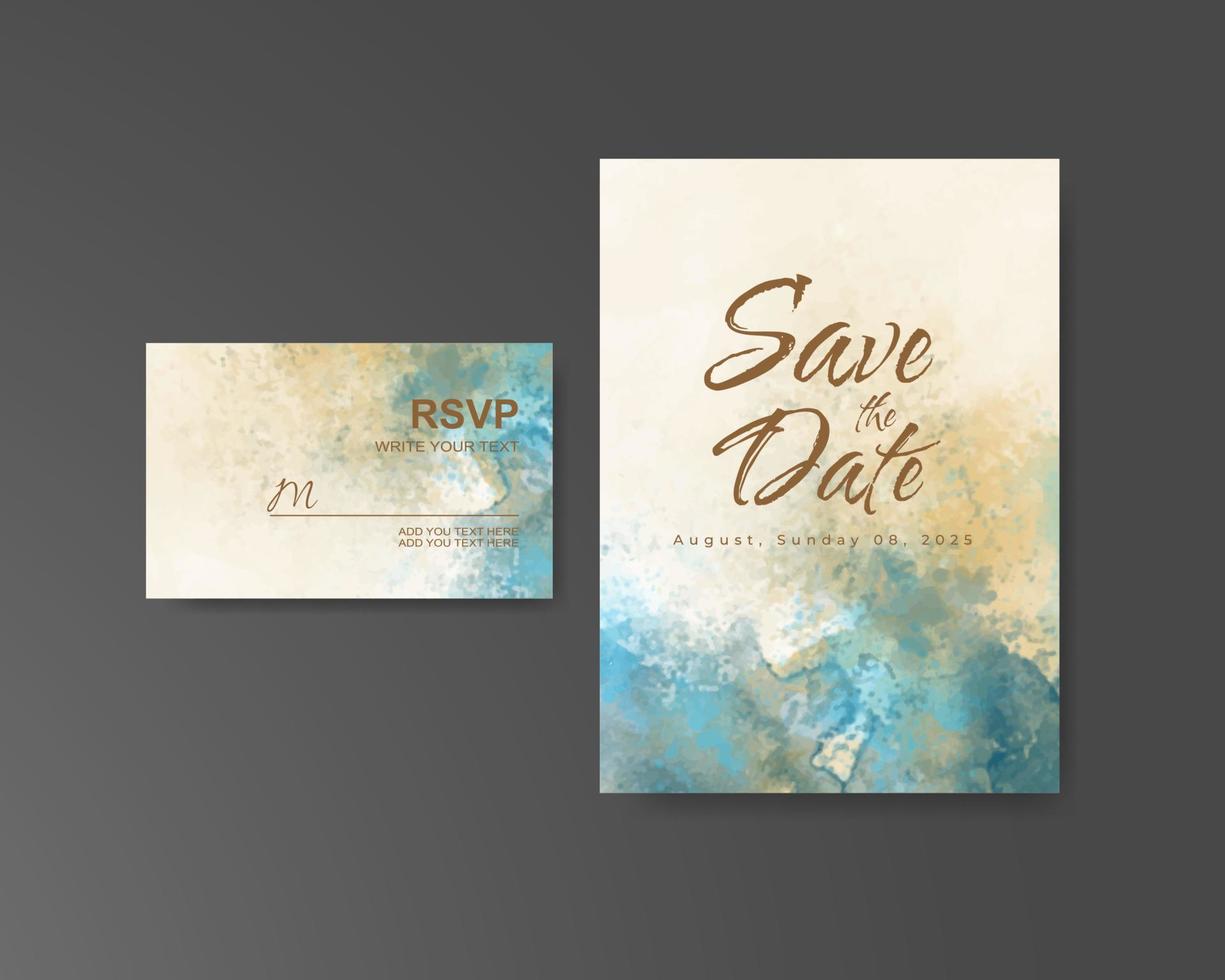 Wedding invitation with abstract watercolor background vector